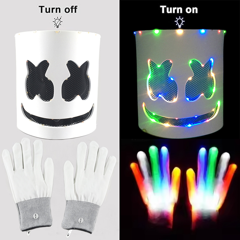قناع وقفازات بإضاءة Led خوذة ر - مراجعة Led Gloves Music وسعره
